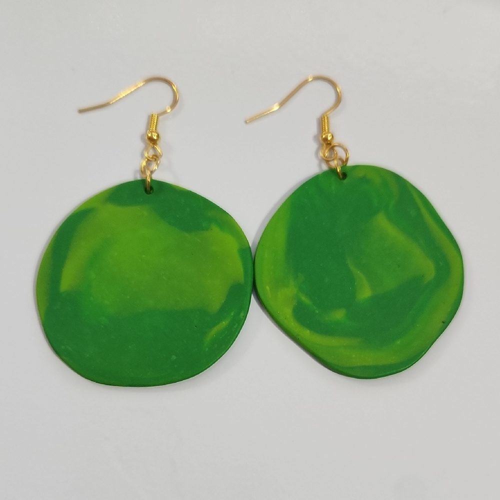 Vibrant Green and Gold Statement Earrings